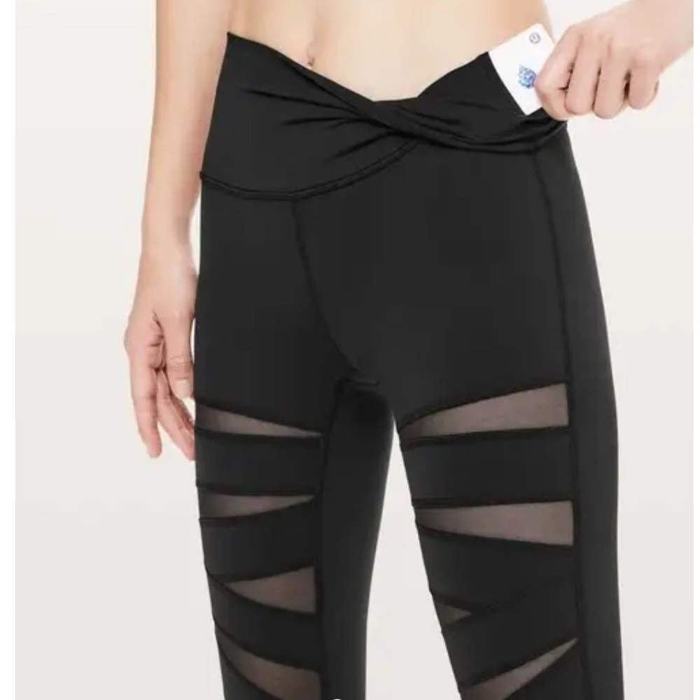 Lululemon Wunder Under Pant High Rise Tech Mesh 28" Black Size 4 - Picture 4 of 10